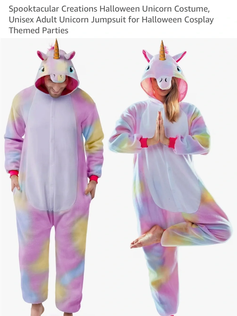 Adult Unicorn onsie - Pastel Rainbow